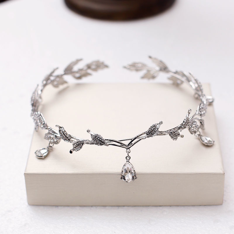 Vương Miện Đội Đầu Cô Dâu Đính Đá Pha Lê Lấp Lánh Hình Giọt Nước Vương miện