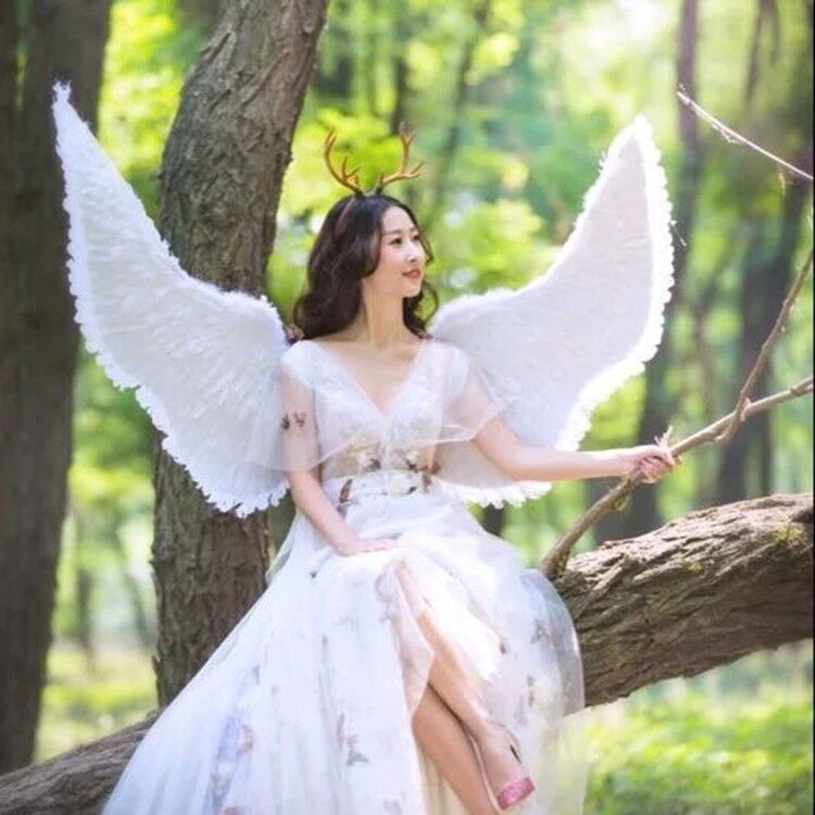 Đôi cánh thiên thần cho cô gái thiên thần trang phục lông vũ trắng đôi cánh tiên cosplay sinh nhật bộ đạo cụ ảnh halloween