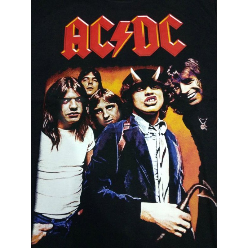 Áo Thun In Hình Ban Nhạc ACDC 24s Plastisol Chải Kích Thước M-XXL