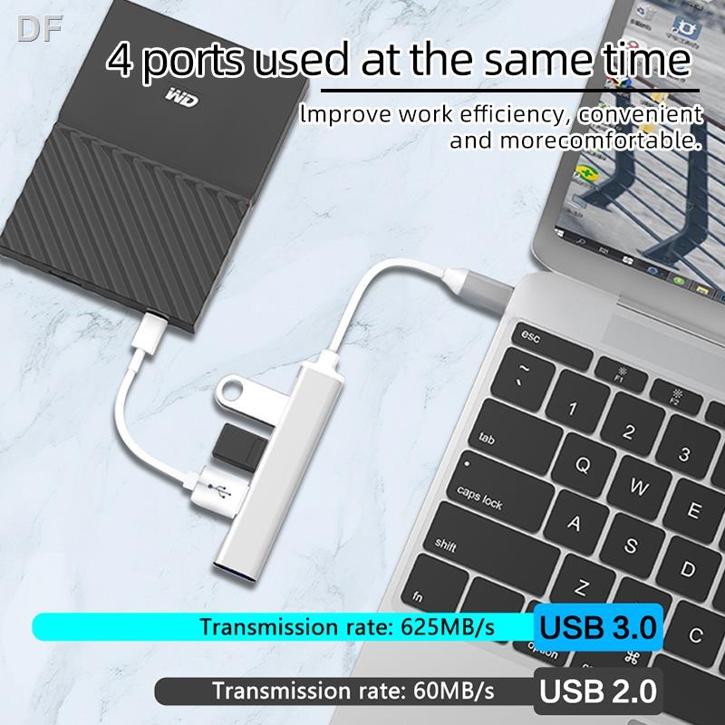 Df.type Bộ Chia 4 Cổng USB 3.0 Tốc Độ Cao Cho Máy Tính Laptop