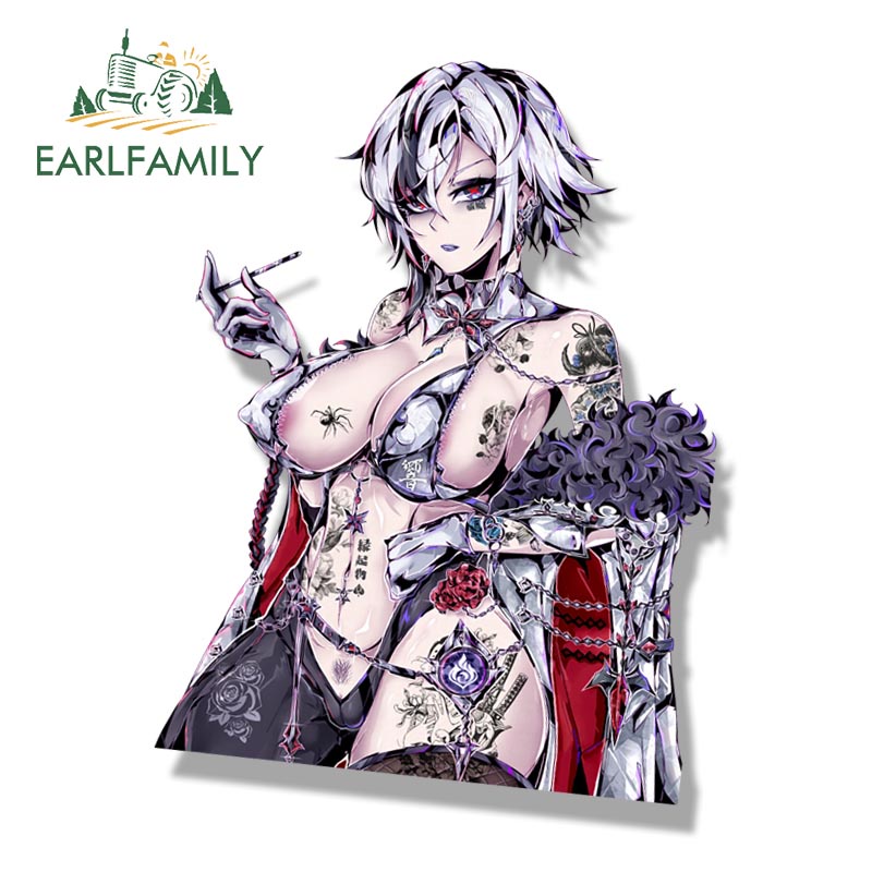 Earlfamily gothic Đề Can Dán Trang Trí Xe Hơi Họa Tiết Hoạt Hình arlecchino fanart / genshin / knave / jdm