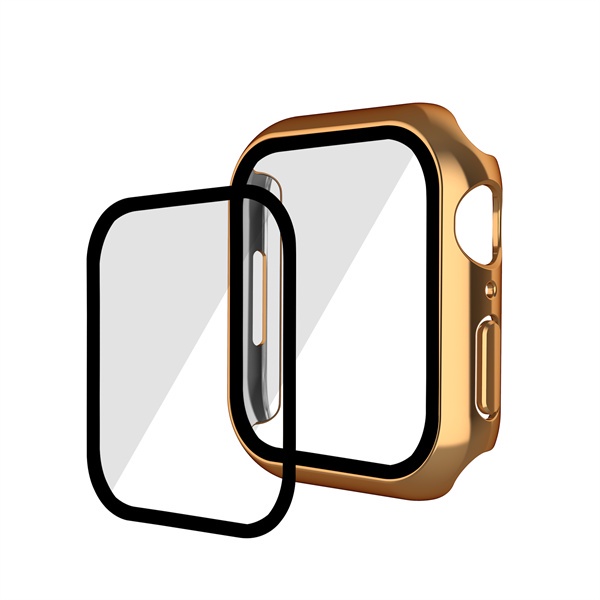 Ốp Bảo Vệ 7 Màu Bằng PC + Kính Cường Lực Mạ Điện 6 Màu Cho iWatch 7 / 6 / 5 / 4 / 3 / 2 / 1 / SE Generation 38MM 40MM 41MM 42MM 44MM 45MM 49MM