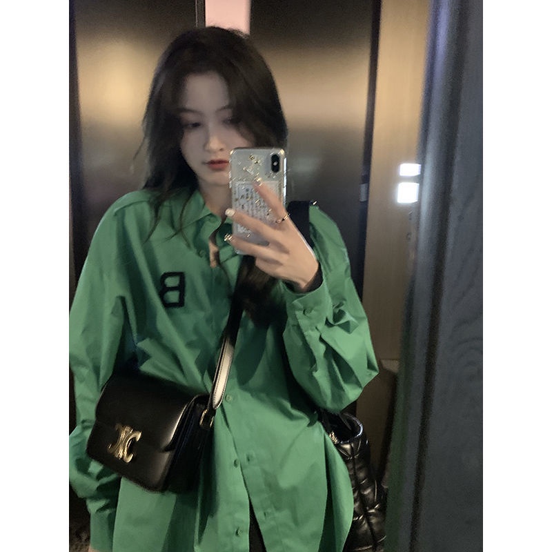 Áo Sơ Mi Tay Dài Dáng Rộng In Họa Tiết Đơn Giản Thời Trang Xuân Thu 2022 Mới 2022