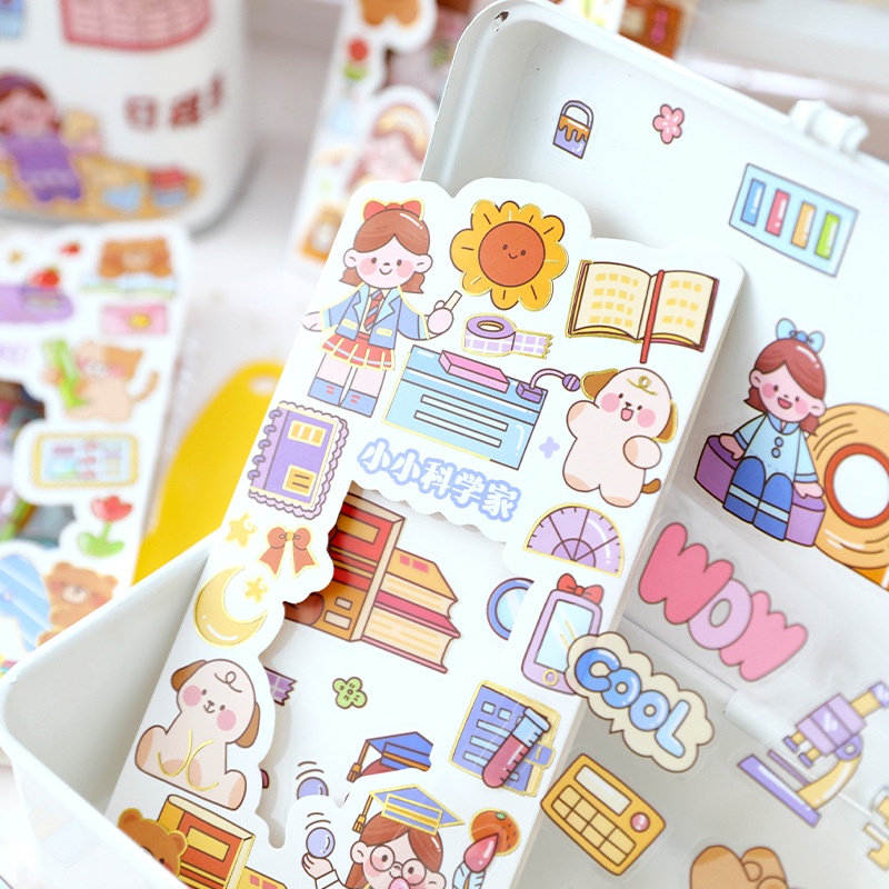 Bộ Sticker Dán Trang Trí Nhật Ký / Sổ Tay Họa Tiết Hoạt Hình Dễ Thương