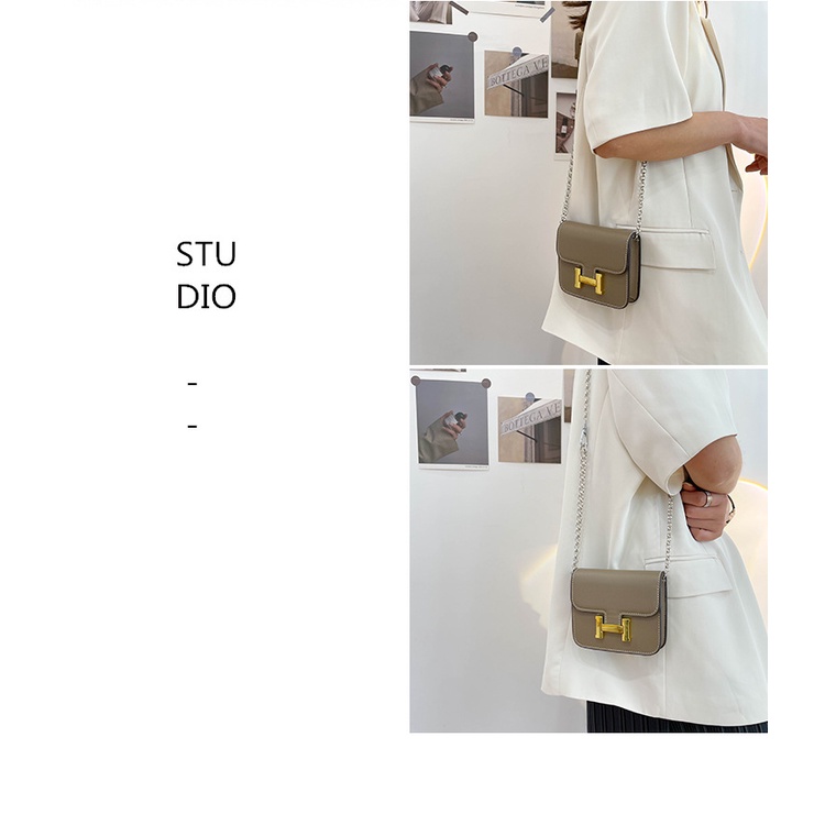 Túi Vuông Nhỏ Đeo Chéo Màu Bạc Dây Xích Phong Cách Retro Cho Nữ