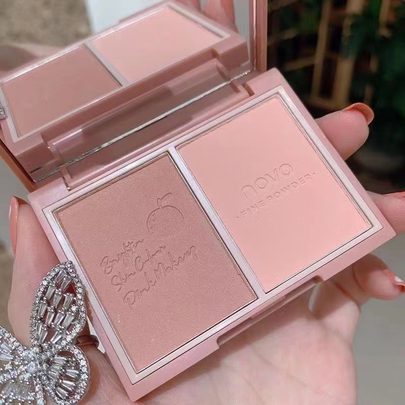 Novo® Bảng Phấn Má Hồng 3 Trong 1 Tạo Khối Bắt Sáng Màu Lì Tự Nhiên Chống Nước 7.5g