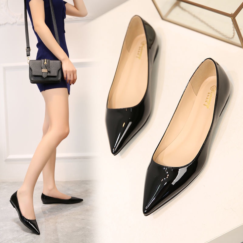 Giày Búp Bê Da Bóng Mũi Nhọn Thời Trang Cho Nữ Size 34-45