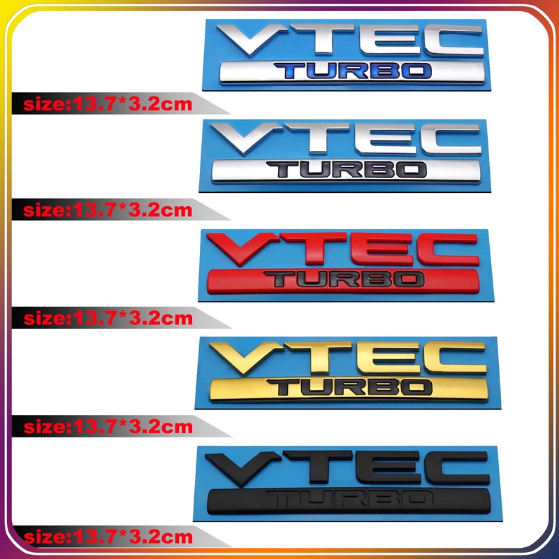Miếng Dán Trang Trí Xe Hơi Bằng ABS In Chữ TURBO Cho Honda Civic 10th K20 VTEC