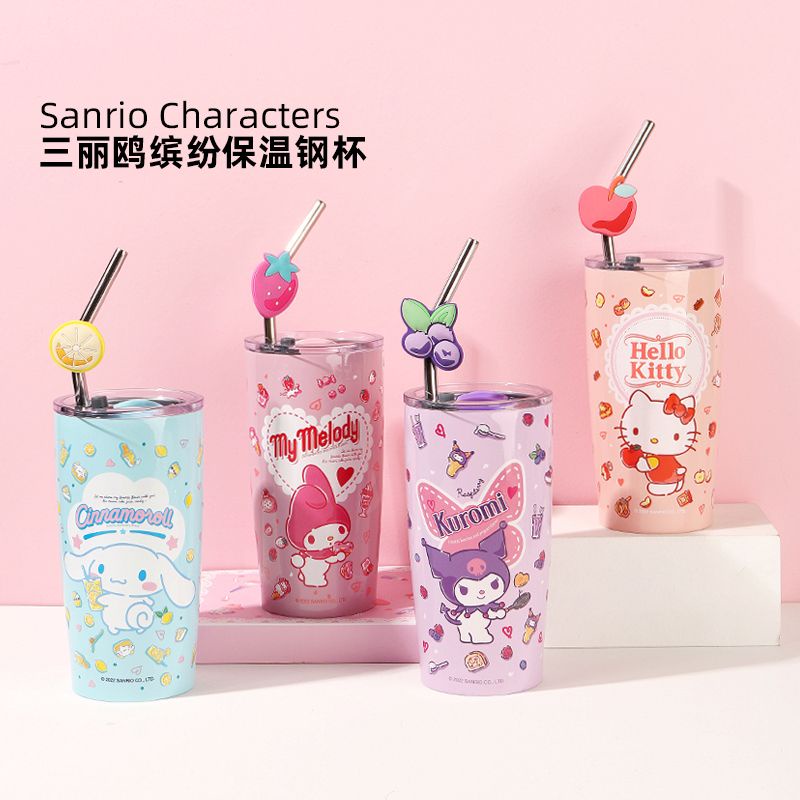 Cốc Uống Nước Giữ Nhiệt Bằng Thép Cách Nhiệt Nhiều Màu Sắc Họa Tiết Sanrio Series Cinnamon Dog Hello Kitty Melody Dễ Thương