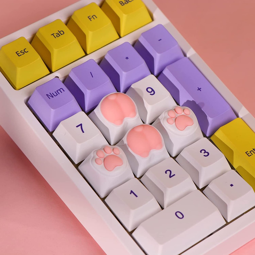 Bộ 4 Nút Bàn Phím Bằng Silicon Hình Bàn Chân Mèo Cho Bàn Phím Cơ Chơi Game