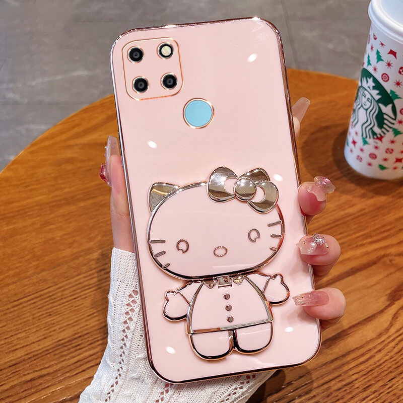 Ốp Điện Thoại  Cho Realme C21Y C25Y C21 C25 C25S C12 C15 C11 2021 C20 Narzo 30A 20 Dẻo Kèm Gương Hình Hello Kitty