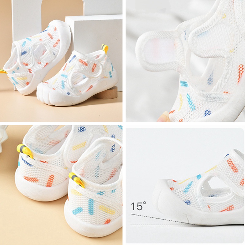 Xăng đan Phối Lưới Siêu Nhẹ Thoáng Khí Chống Trượt Cho Bé 0-3 Tuổi