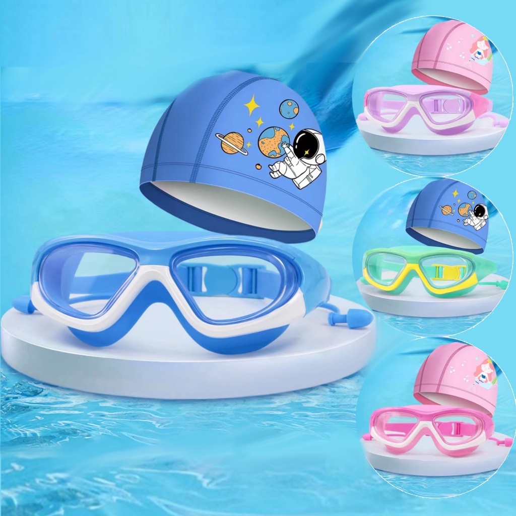 Bộ Đồ Bơi + Kính Bơi Bằng Silicone Chống Sương Mù Cho Bé