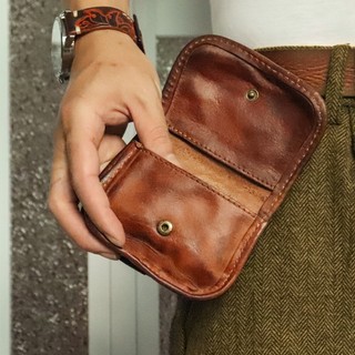 Ví Da Bò Nhỏ Đựng Thẻ / Bằng Lái Xe Màu Sắc Thủ Công Retro