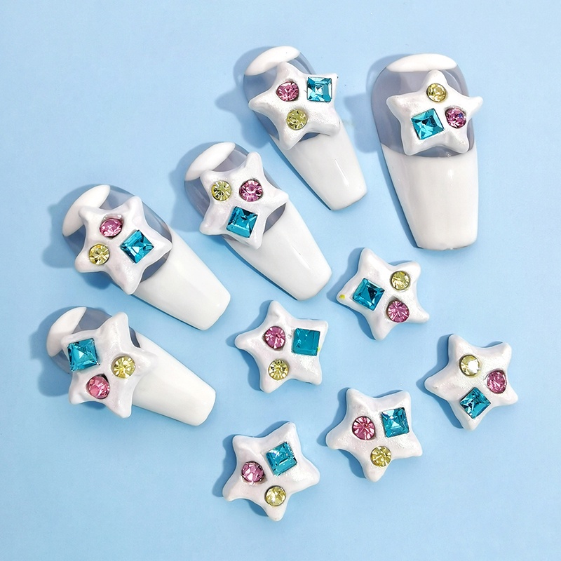 Trang Sức Phụ Kiện Trang Trí Móng Tay Hình Trái Tim Ngôi Sao May Mắn Trái Tim Khảm Đá Hợp Kim Phụ Kiện Cho Mẹ-Oof-pearl Bán Hàng Từ Nhà Máy