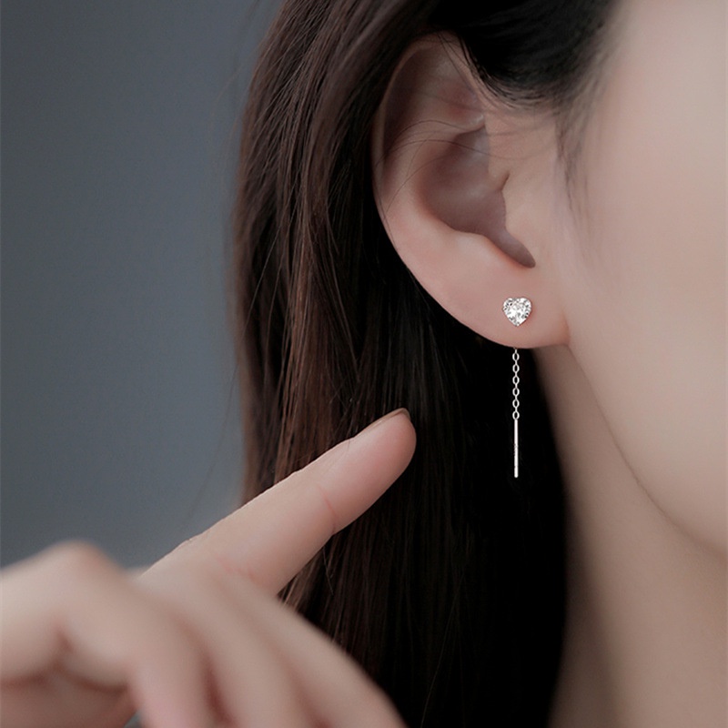 Bông Tai Dáng Dài Đính Đá Zircon Hình Hoa / Ngôi Sao / Trái Tim Thời