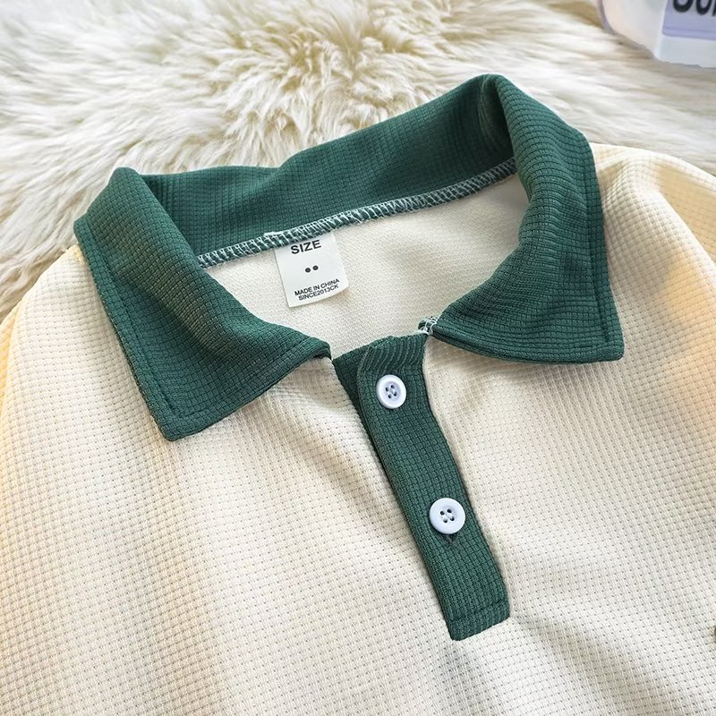 Áo Sơ Mi Tay Lửng Màu Trơn In Họa Tiết insPOLO Trẻ Trung Thời Trang Mùa Hè 2023 Phong Cách Harajuku Mới Cho Nam