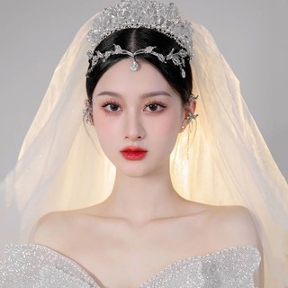 Vương miện đội đầu cô dâu đính đá pha lê lấp lánh hình giọt nước vương miện