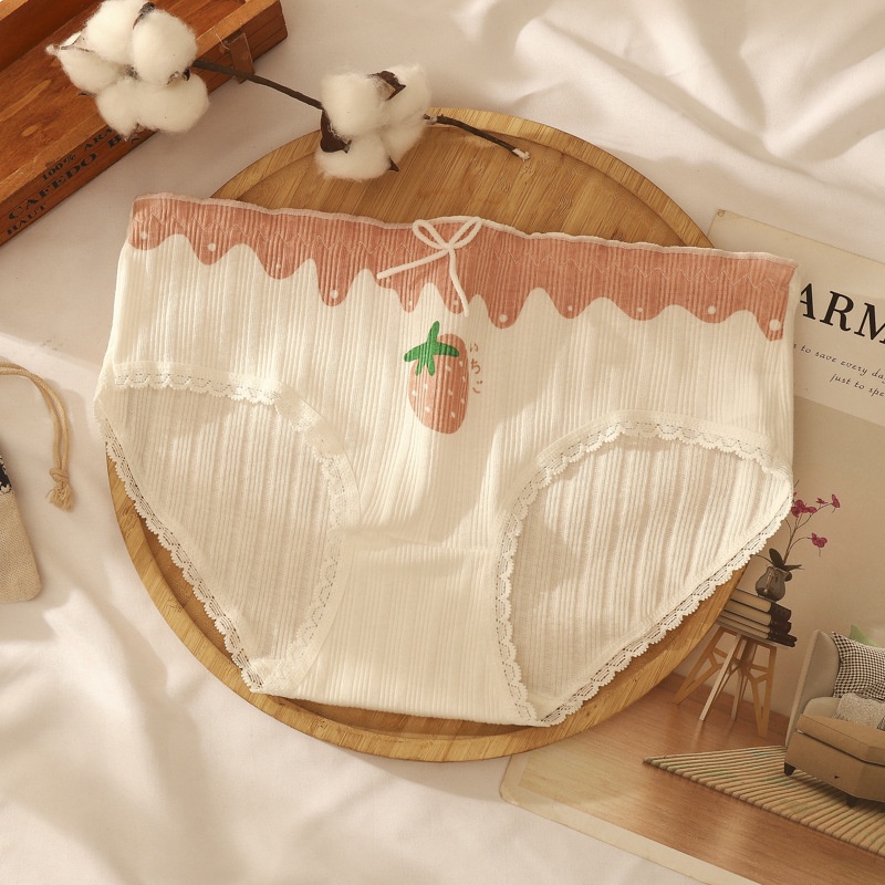 Quần Lót Cotton Nguyên Chất Thấm Hút Mồ Hôi Thoáng Khí In Họa Tiết Dễ Thương Cho Nữ