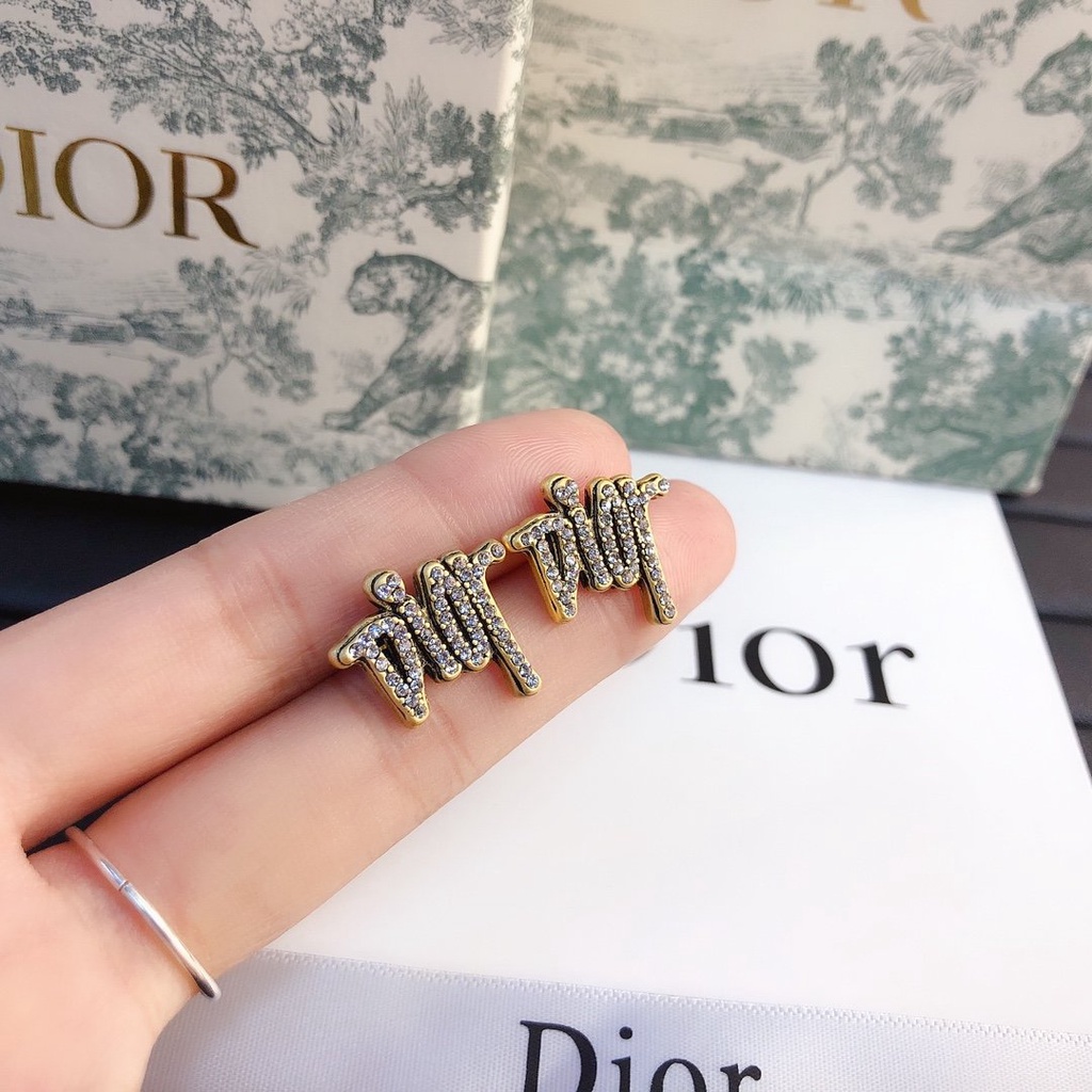 Khuyên Tai Tròn Khắc Chữ Dior Bằng Thép Titanium Thời Trang Cho Nữ