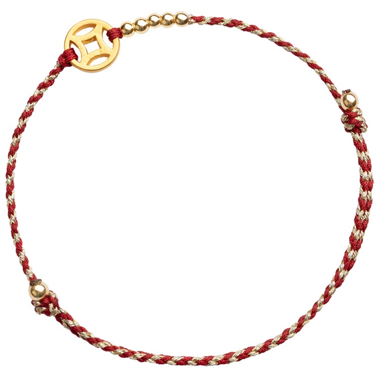 Vòng Tay May Mắn Mạ Vàng 14K Đính Đồng Xu