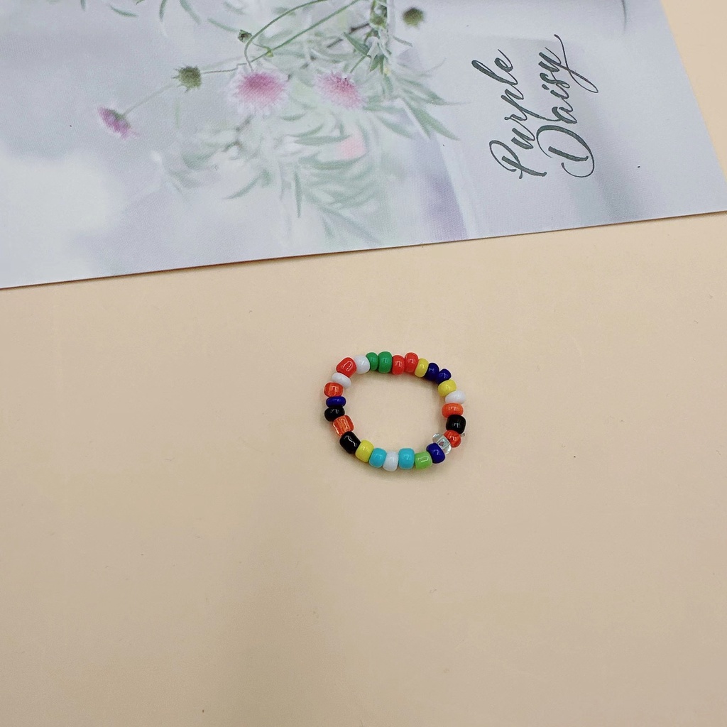 Nhẫn Đính Hạt Nhiều Màu Thủ Công Thời Trang Cho Nữ