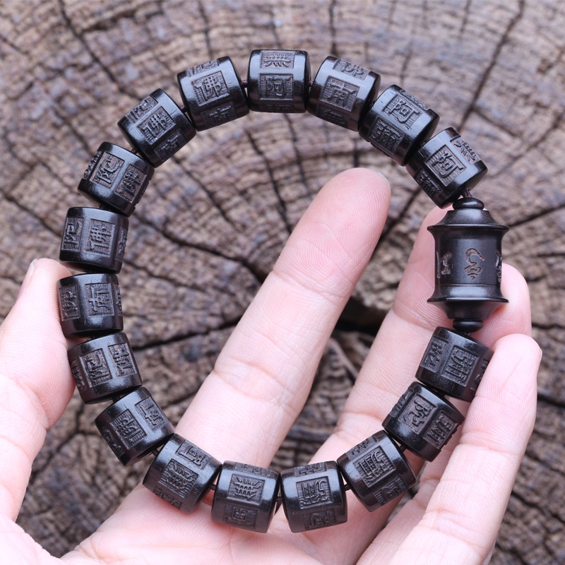 Vòng Tay Hạt Gỗ Mun Tự Nhiên 12mm May Mắn