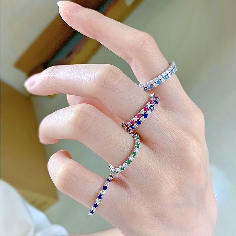 Nhẫn Bạc 925 Đính Đá Zircon 3.5mm Thiết Kế Nhỏ Nhắn Thời Trang Cho Nữ