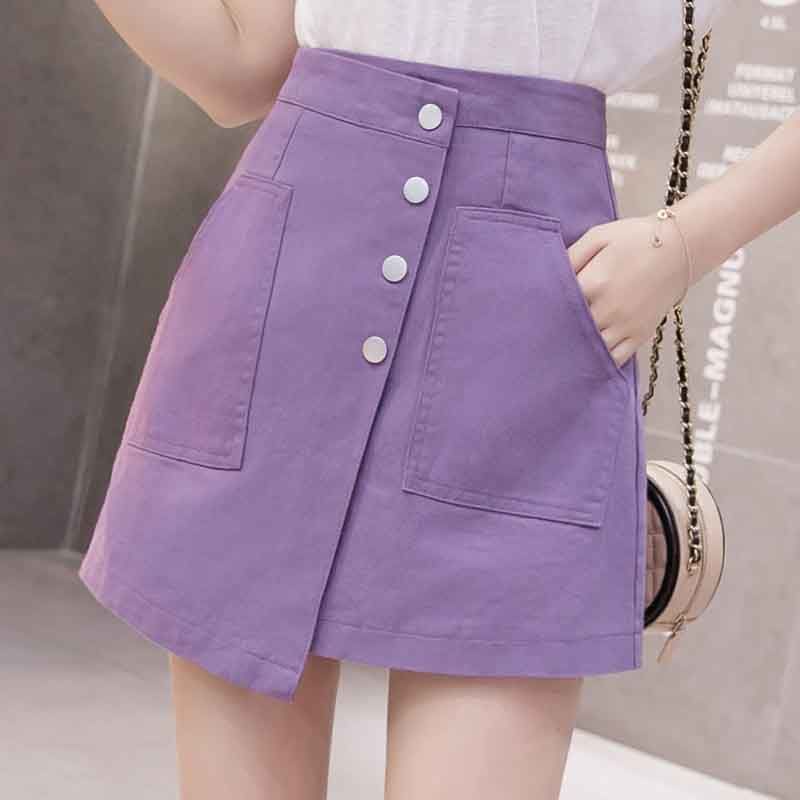 Chân Váy Denim Màu Tím Lưng Cao Cỡ Lớn Thoải Mái Thời Trang Mùa Hè Mới Cho Nữ