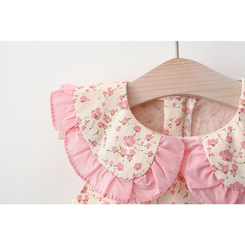Đầm Công Chúa Phối Bèo Đính Hoa Thời Trang Hàn Quốc Cho Bé Gái