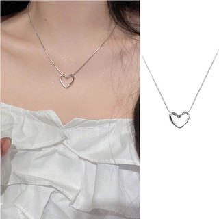 Vòng cổ mạ bạc mặt trái tim đơn giản thời trang