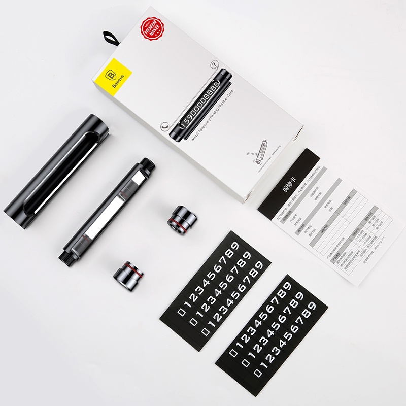 Bảng số điện thoại hiển thị 2 số dùng trên xe hơi Baseus All Metal Temporary Parking Number Plate Series 2