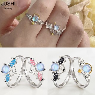 Nhẫn mạ bạc 925 đính đá mặt trăng thời trang cho cặp đôi