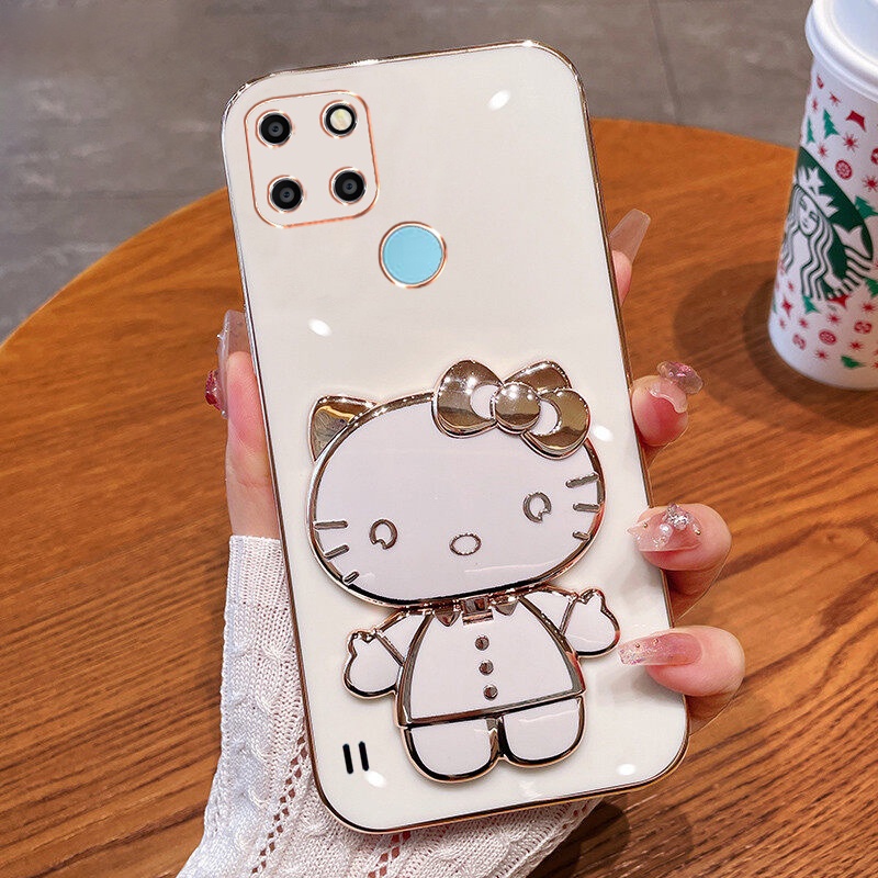 Ốp Điện Thoại  Cho Realme C21Y C25Y C21 C25 C25S C12 C15 C11 2021 C20 Narzo 30A 20 Dẻo Kèm Gương Hình Hello Kitty