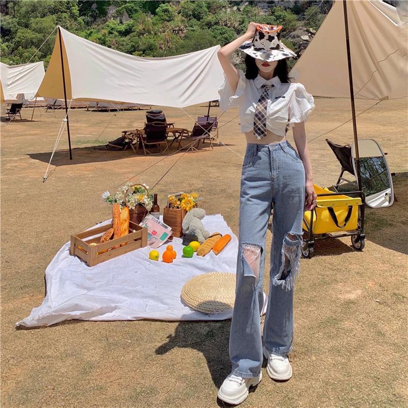 Quần Jean Lưng Cao Dáng Rộng Thiết Kế Mỏng Kiểu Dáng Mới Năng Động Thời Trang Dành Cho Nữ