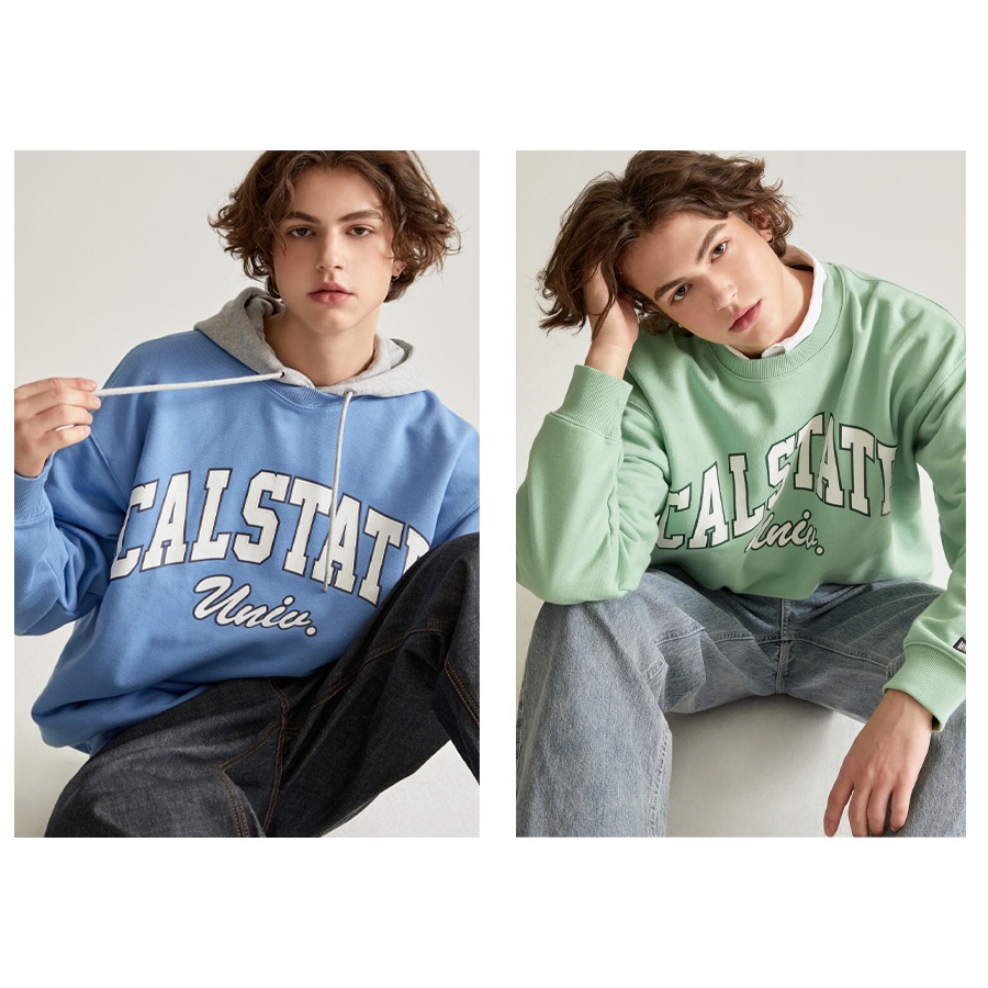 Áo sweatshirt WHO.A.U WHMWD1223U in họa tiết chữ lớn Cal State