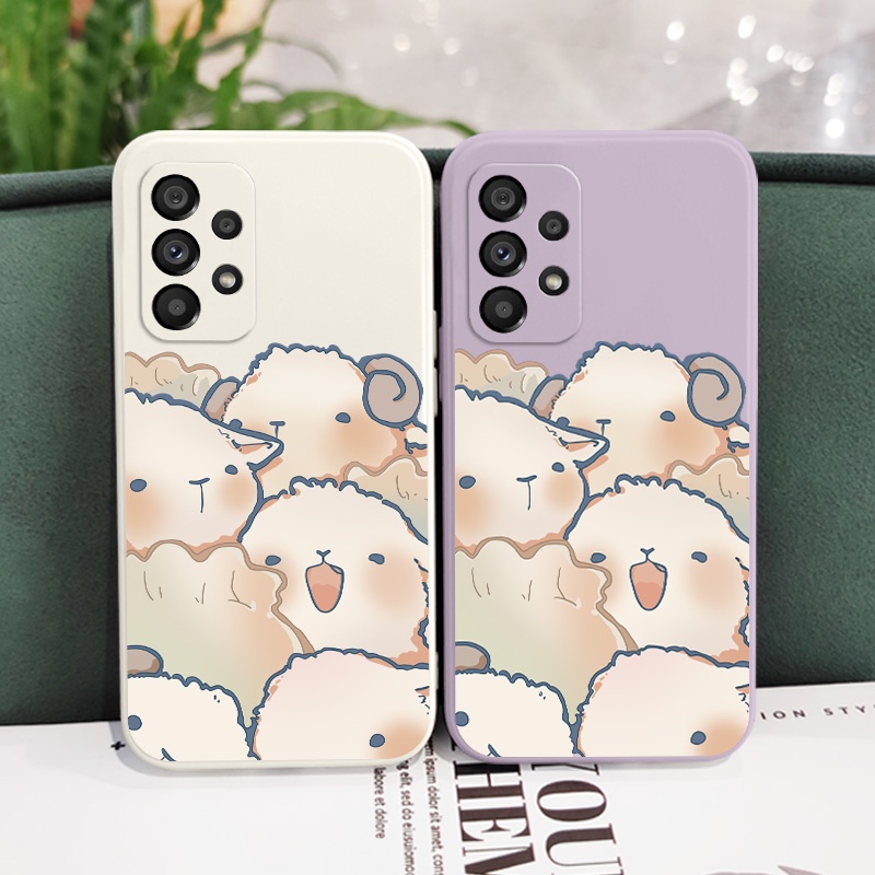 Ốp Điện Thoại Silicon Dẻo In Hình Cừu Hạnh Phúc Cho Samsung Galaxy A54 A34 A24 A14 A04 A04S A04E 4G 5G