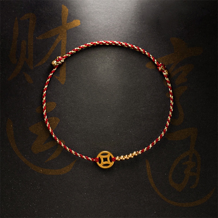 Vòng Tay May Mắn Mạ Vàng 14K Đính Đồng Xu