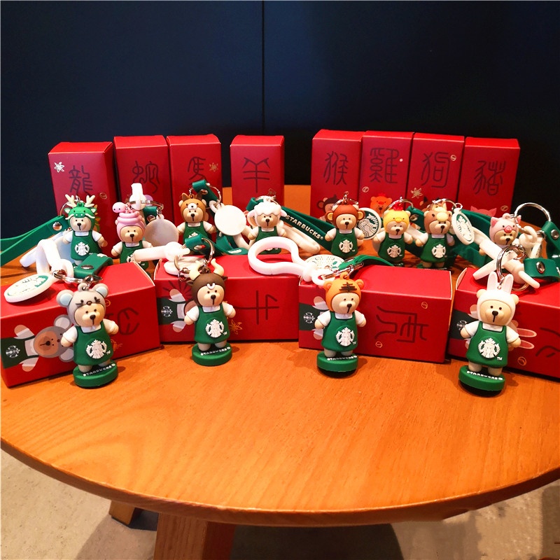 Starbucks Móc Chìa Khóa Bằng Silicon Mềm Hình Gấu / Thỏ Dễ Thương