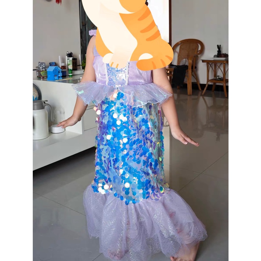 Đầm Hóa Trang Nàng Tiên Cá Đính Kim Sa Lấp Lánh Cho Bé Gái