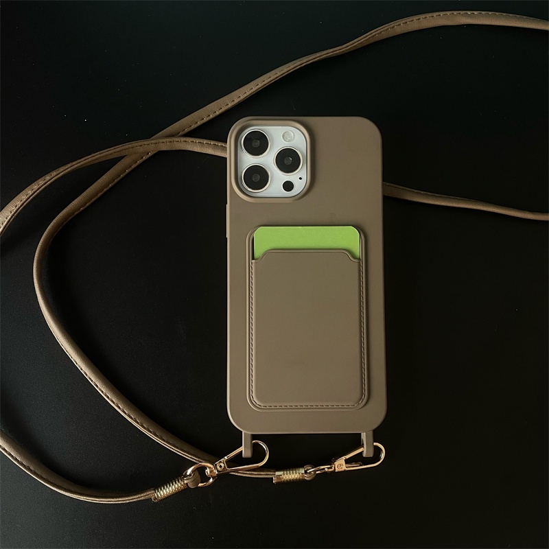 Ốp Điện Thoại Có Ngăn Đựng Thẻ Và Dây Đeo Cho iPhone13 11 12Pro Xsmax X / XS 7 / 8plus XR SE2 14Pro