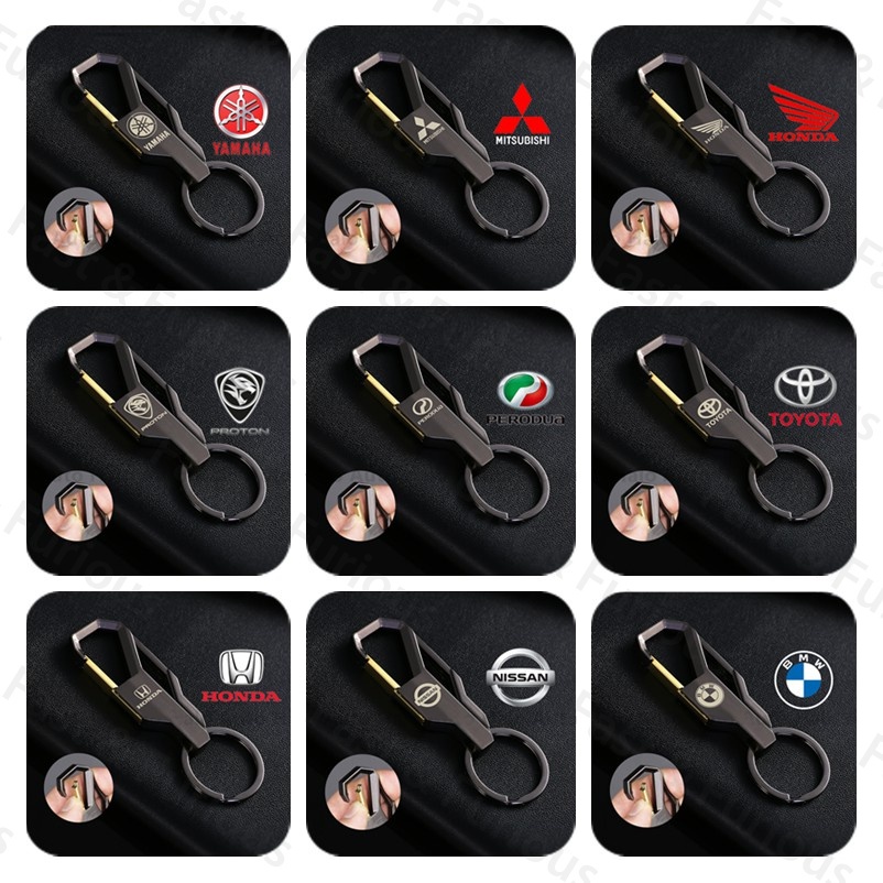 Móc Khóa Xe Hơi Bằng Hợp Kim Màu Đen In Logo Proton1 / Perodua1 / Yamaha1 / Honda1 Motor / Toyota1 / Nissan1 / Mitsubishi1 1