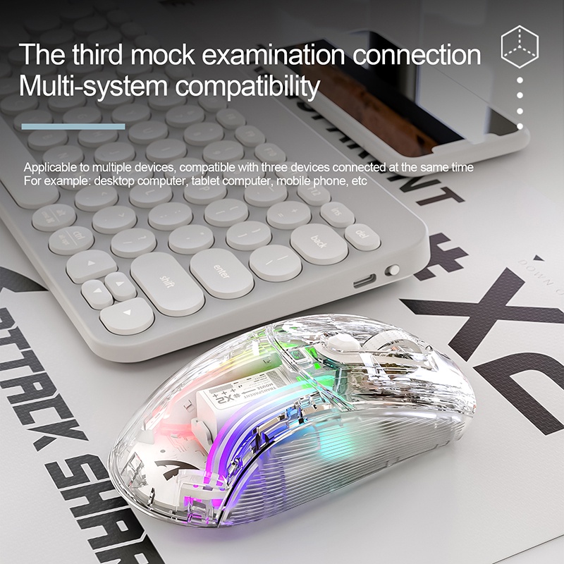 Chuột Bluetooth Không Dây X2RGB Dạ Quang Trong SuốT