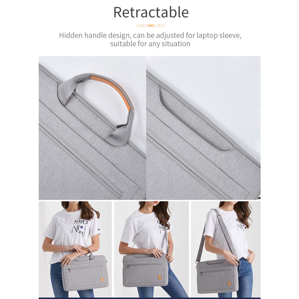 Wiwu Pioneer Handbag MỚI Túi xách máy tính xách tay PHIÊN BẢN MỚI 14 15,6 Inch Túi đeo vai Túi đeo vai Satchel không thấm nước Máy tính bảng Chống va đập Kinh doanh Mang theo