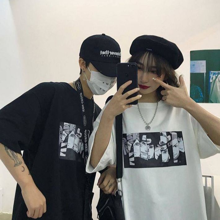 Áo anime áo thun unisex dáng rộng áo đôi chất cotton mềm mịn