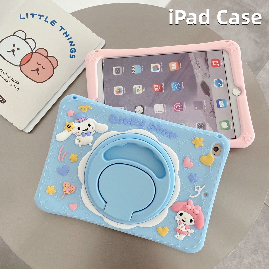 Ốp lưng iPad 9th 8th 7th 6th 5th Thế hệ thứ 4 Cinnamoroll Vỏ bảo vệ chống sốc bằng silicon mềm cho iPad Mini Air Pro 2021 / 2020 / 2019 / 2018 có chân đế xoay cho G