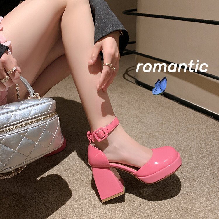 Giày Cao Gót Đế Dày Mũi Tròn Thời Trang Cho Nữ