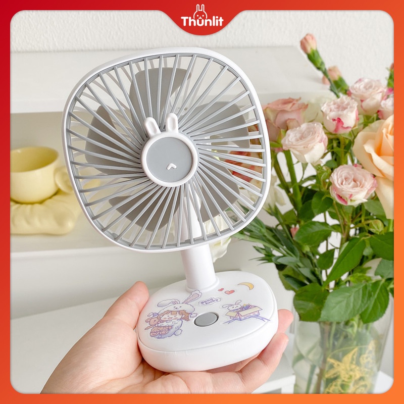 Quạt bàn USB THUNLIT có thể sạc lại 1200mah 3 tốc độ gió với đèn ngủ điều chỉnh được chuyên dụng