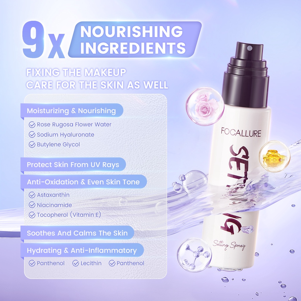 Xịt Khóa Lớp Trang Điểm Focallure Lâu Trôi Kiềm Dầu Hydrat Hóa Và Nuôi Dưỡng Da