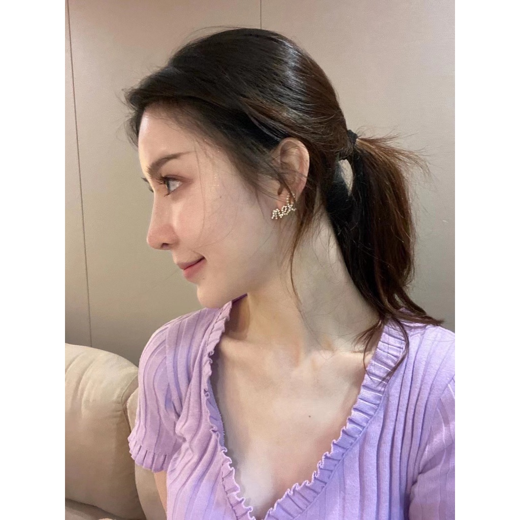 Bông Tai Bằng Thép Titan Hình Chữ Thời Trang Cho Nữ